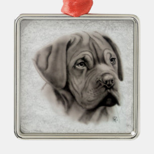 Französischer Mastiff Silbernes Ornament