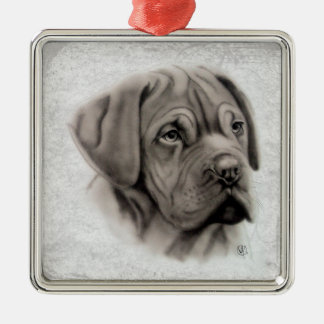 Französischer Mastiff Silbernes Ornament