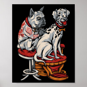 Französischer Mops Dalmatiner Bulldog Tattoo Women Poster