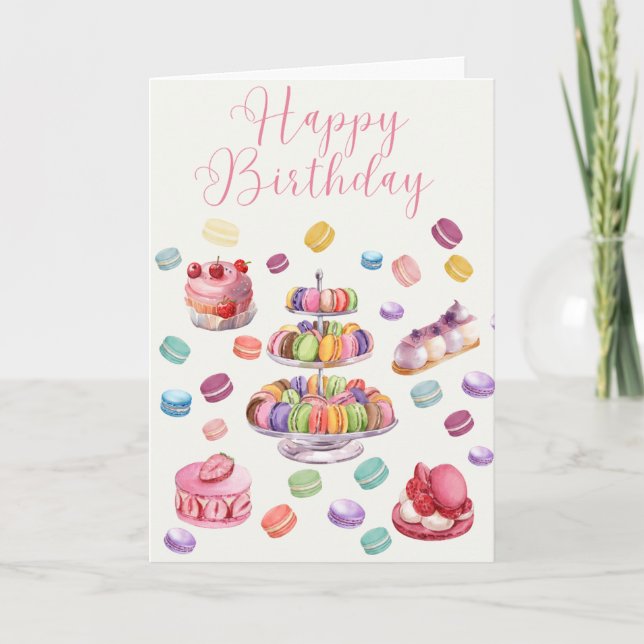 Französischer Patisserie Illustriert Geburtstag Karte (Vorderseite)