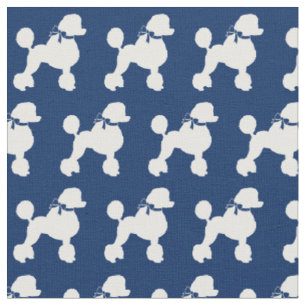 Französischer Poodle Hund Silhouette Pet Navy Blue Stoff