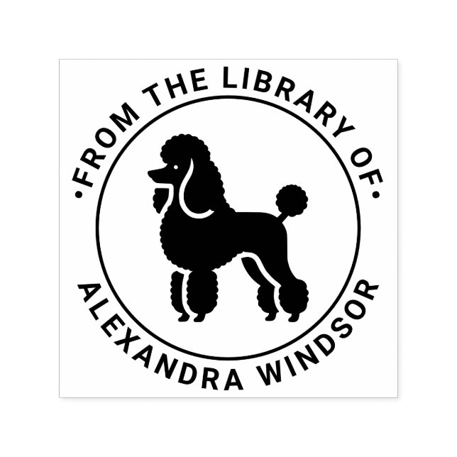 Französischer Poodle Hund Stehende Sil Library Nam Permastempel (Design)