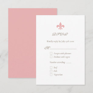 Französischer Regency-Rosa Fleur de Lis Chic RSVP Karte