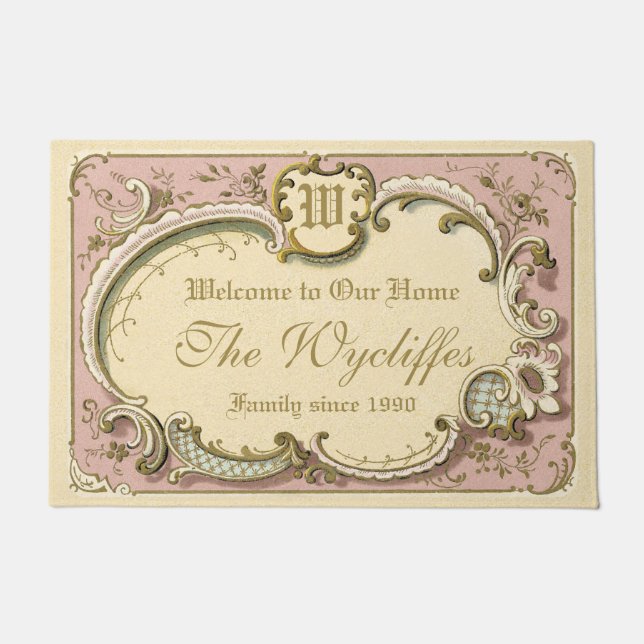 Französischer Rokoko Boudoir Eleganter Rahmen Gold Fußmatte (Vorderseite)