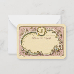 Französischer Rokoko Elegant Frame Gold Dusty Pink Mitteilungskarte