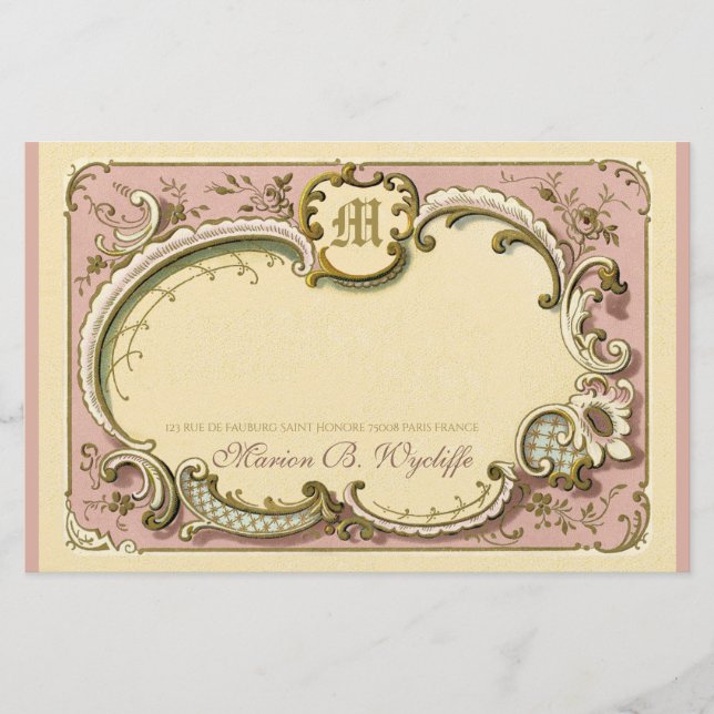 Französischer Rokoko Eleganter Rahmen Antique Gold Briefpapier (Vorderseite)