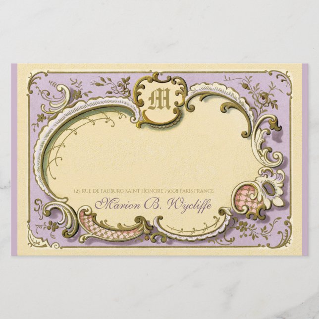 Französischer Rokoko Eleganter Rahmen Antique Gold Briefpapier (Vorderseite)