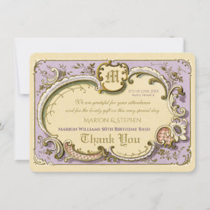 Französischer Rokoko Eleganter Rahmen Antique Gold Dankeskarte