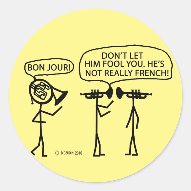 Französischer Rundaufkleber für das Horn von Klass Runder Aufkleber (Vorderseite)