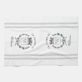 Französischer Sack im grauen Vintagen Stil mit Ind Geschirrtuch