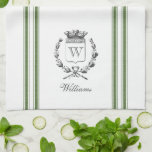 Französischer Sack mit Individuelle Name im Vintag Geschirrtuch<br><div class="desc">Vintage französischgeätzte Grafiken und Streifenmuster aus dem Wald sind die perfekte Ergänzung zu der französischen Küchendekoration auf diesem Armband-Strick. Vergessen Sie nicht die Touch der Personalisierung mit Ihrem Monogramm und Familiennamen.</div>