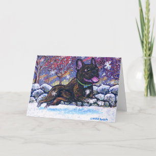 Französischer Schneehund Feiertagskarte
