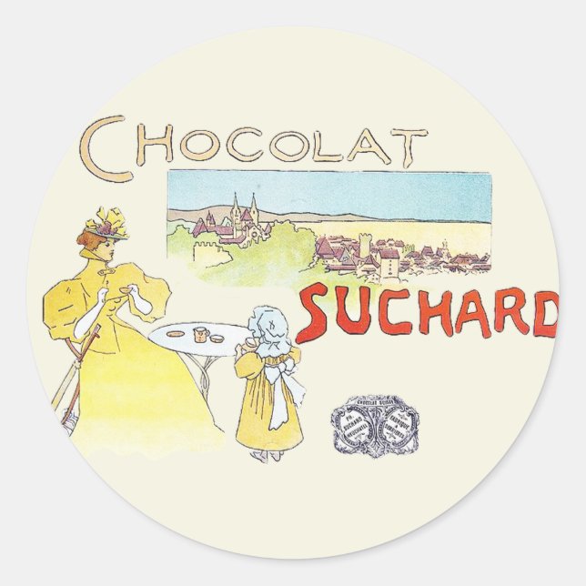 Französischer Schokolade Viktorianisch Candy Sugar Runder Aufkleber (Vorderseite)