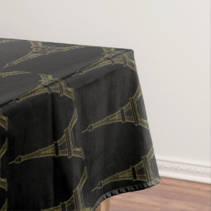 Französischer Schwarz-Gold-Eiffelturm-Tischdecke Tischdecke