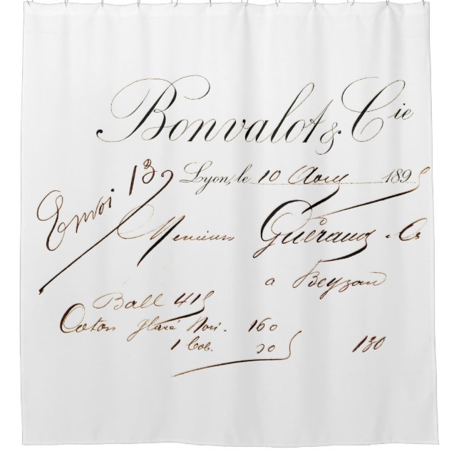 Französischer Script-Duschvorhang in Dark Brown Duschvorhang (Vorderseite)