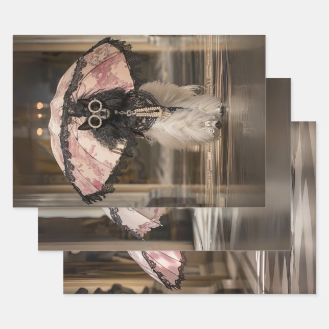 Französischer Standard Poodle Fashion Runway Decou Geschenkpapier Set (Set)