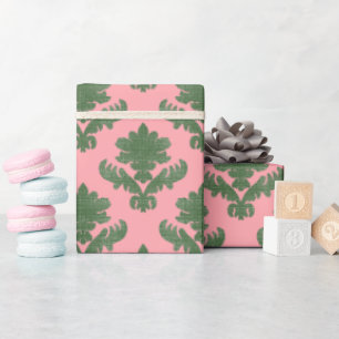 Französischer Teppich Grün und Rosa Geschenkpapier