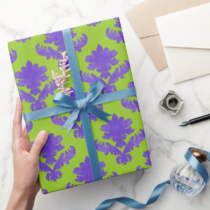 Französischer Teppich Purpur und Grün Geschenkpapier