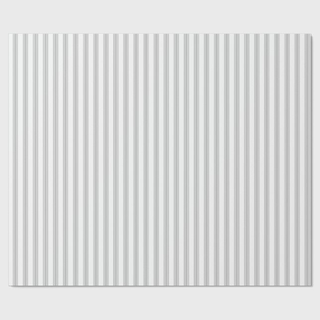 Französischer Ticking Strip Grau White 2 Geschenk Geschenkpapier (Flach)