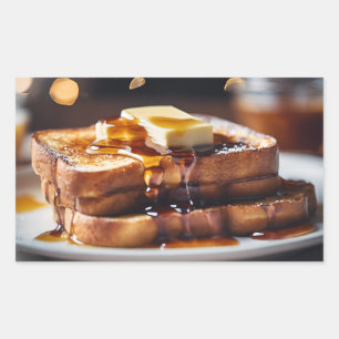 Französischer Toast mit Butter und Sirup Rechteckiger Aufkleber