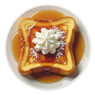 Französischer Toast, Sirup und Schlagsahne Keramikknauf