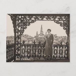 Französischer Viertel-Spitzenbalkon Postkarte