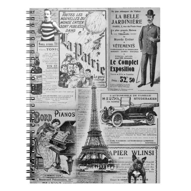 Französischer Vintager Eiffel Notizblock (Vorderseite)