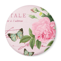 Französischer Vintager Magnet gurt mit rosa Rosa