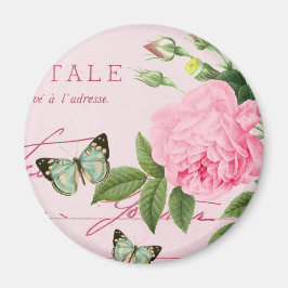 Französischer Vintager Magnet gurt mit rosa Rosa