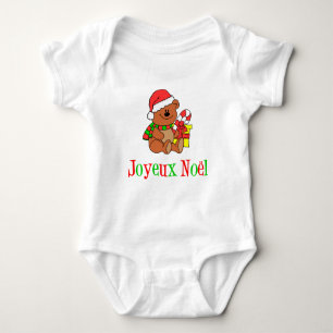 Französischer Weihnachtsbär für Kinder Baby Strampler