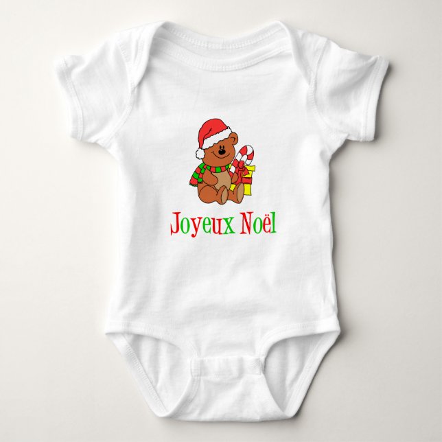 Französischer Weihnachtsbär für Kinder Baby Strampler (Vorderseite)
