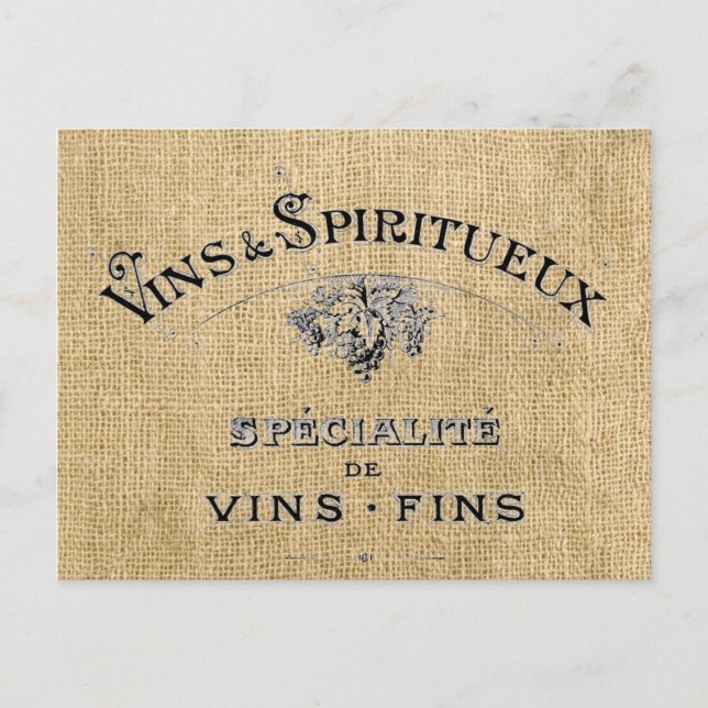Französischer Wein auf Burlap Postkarte (Vorderseite)