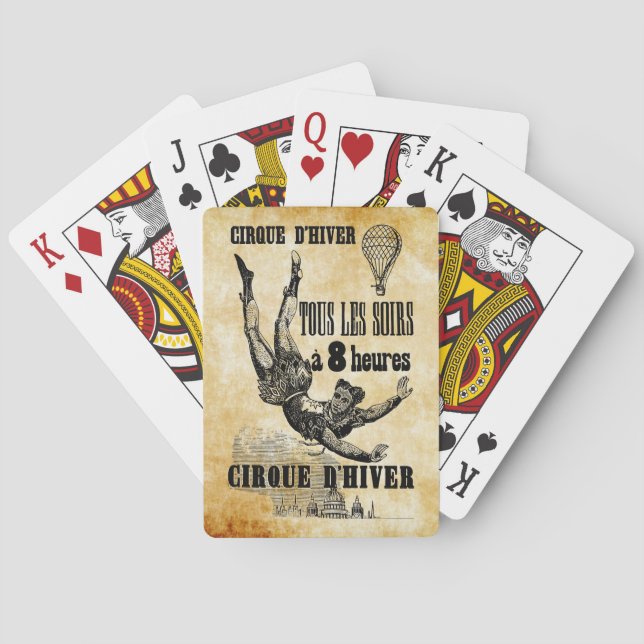 Französischer Zirkus Acrobat fliegender Trapez Vin Spielkarten (Rückseite)