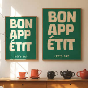 Französischer Zitat Küche Wand Bon Appétit Poster