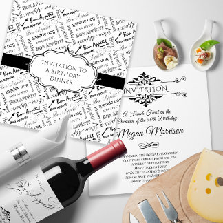 Französisches Abendessen Party Geburtstag für Gour Dankeskarte