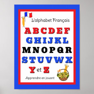 Französisches Alphabet Kinder  Poster