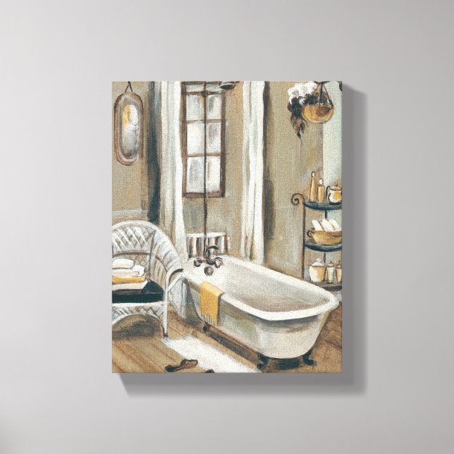 Französisches Badezimmer mit Badewanne Leinwanddruck (Vorderseite)