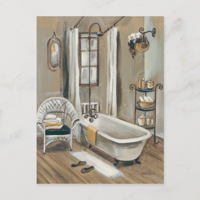 Französisches Badezimmer mit Badewanne Postkarte (Vorderseite)