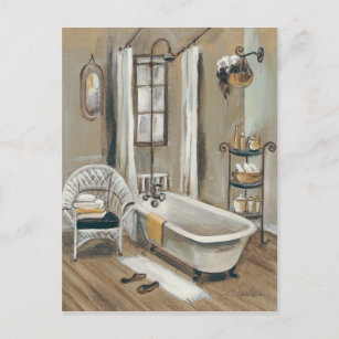 Französisches Badezimmer mit Badewanne Postkarte