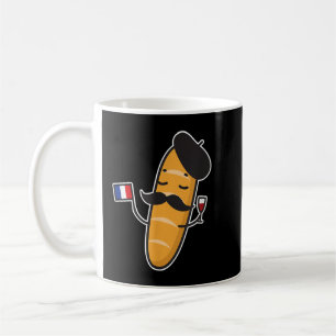 Französisches Baguette mit französischer Flagge un Kaffeetasse