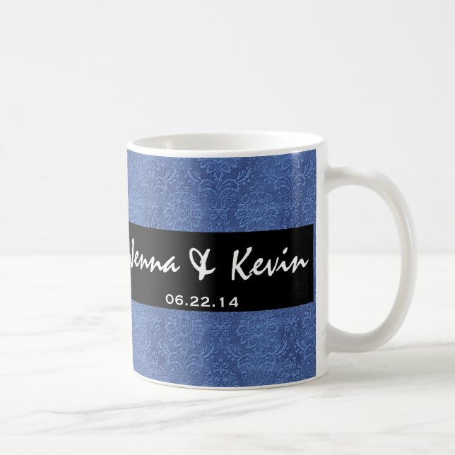 Französisches Blau-Hochzeits-Damast-Sammlung Kaffeetasse (Rechts)