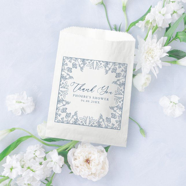 Französisches Blaues Chinoiserie Brautparty Geschenktütchen (Von Creator hochgeladen)