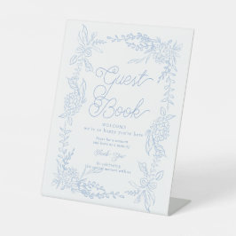 Französisches Blaues Hortensien-Gästebuch-Tischsch Sockelschild