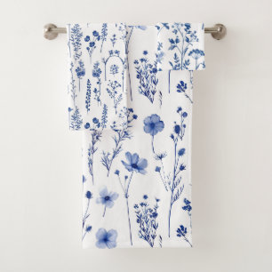 Französisches Bluegarten-Wildblumen-Muster Badhandtuch Set