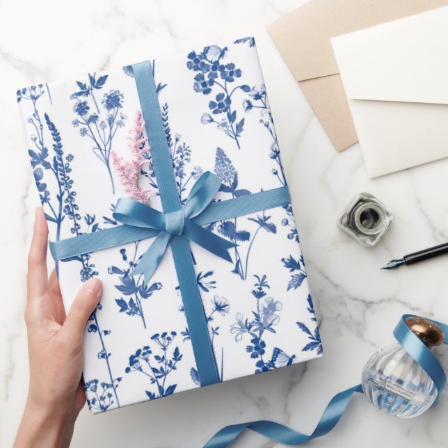 Französisches Bluegarten-Wildblumen-Muster Geschenkpapier (Schenken)