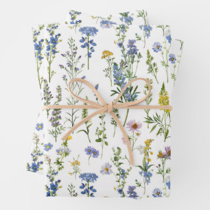 Französisches Bluegarten-Wildblumen-Muster Geschenkpapier Set