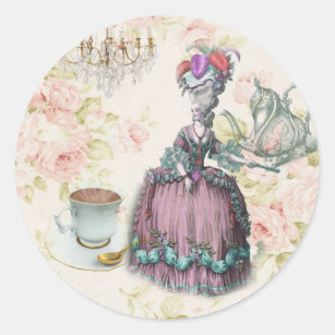 Französisches Blumenparis-Tee-Party Marie Runder Aufkleber