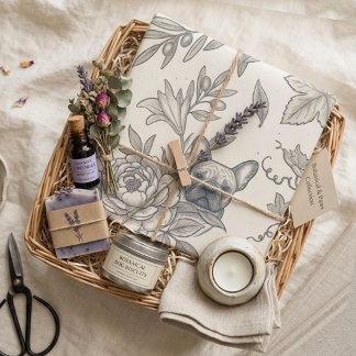 Französisches botanisches Toile-Wrap-Papier, Elega Geschenkpapier Set