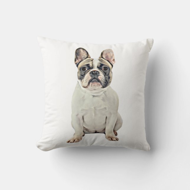 Französisches Bulldog Aquarellmalerei Kissen (Vorderseite)