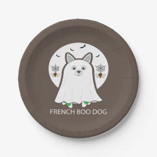 Französisches Bulldog Halloween-Boo-Hundegeschenk Pappteller